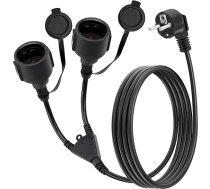 Pagarinātājs 2 m dubultā kontaktdakša kontaktligzdai Aizsargkontakts 3 x 1,5 mm², 250 V/16 A Pagarinātājs āra divvirzienu maiņstrāvas kabelis (IP44)