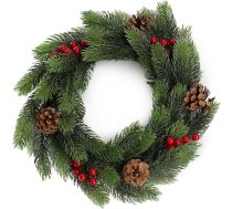 KADAX Ziemassvētku vainags no PE plastmasas, Ziemassvētku vainags durvīm, Adventes vainags, Adventes vainags, Durvju vainags Ziemassvētkiem, Mākslīgais egļu vainags, Galda vainags, Galda rotājums (Anna ar rotājumu 45 cm)