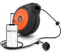 SuperHandy Kabeļu ruļļu pagarināšanas kabelis Izvelkamais polipropilēna Heavy Duty Long Industrial 15 metru Premium Ultra elastīgs kabelis (S3) Triple Tap savienojums Ideāli piemērots iekštelpām