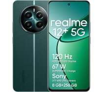 realme 12+ 5G viedtālrunis 8 + 256 GB ar NFC, Sony LYT-600 OIS portretu kamera, Dimensity 7050 5G mikroshēma, 120 Hz AMOLED displejs, Rainwater Smart Touch, 67 W Supervooc uzlāde, Pioneer Green