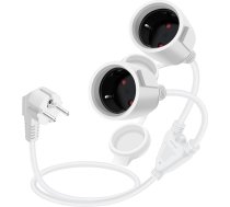 HuaLiSiJi Schuko pagarinātājs īss Schuko dubultā kontaktdakša kabelis 16 A 250 V pagarinātājs 2 līdz 1 īss aizsargkontaktu pagarinātājs divvirzienu mājsaimniecības ierīcēm, birojam (balts 1,5 m)