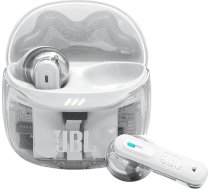 JBL Tune Flex Ghost 2 bezvadu Bluetooth austiņas ar trokšņu slāpēšanu, 48 stundu atskaņošanas laiks, IP54 ūdens un putekļu izturība, daudzpunktu savienojums, ergonomisks dizains, baltas krāsas Ghost