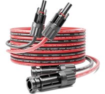 deleyCON 5 m PV4 saules kabeļu pagarinātāju komplekts 6 mm² fotoelementu sistēmām - pagarinātājs sērijveida un paralēlajiem kabeļiem - 1 kV maiņstrāvas 1,5 kV līdzstrāvas 1kV maiņstrāvas - izturīgs pret UV starojuma stariem IP68 - sarkan