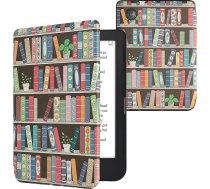 kwmobile Flip Case saderīgs ar Kobo Clara 2E / Tolino Shine 4 Case - eReader Case - Grāmatu vāciņš ar augiem Blue Green Pink