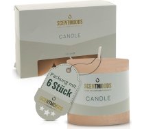 SCENTMOODS Rustic Pillar Candle Set - 6 ar rokām darinātas sveces - 5 x 5 cm - ilgs degšanas laiks - dabīgs augu vasks bez palmu eļļas - bez aromāta