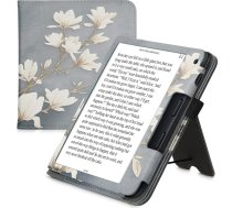 kwmobile Flip Cover saderīgs ar Kobo Libra 2 - Futrālis ar siksniņu Magnolia Taupe White Blue Grey