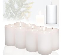 Candelo 8 sveču komplekts Ziemassvētku atmosfēras svecēm - balts - 5,8 cm x 12 cm - Adventes sveces Ziemassvētku dekorēšanai - Ziemassvētku sveces Adventes vainagam