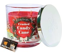 Candy Cane Lane Svētku aromātiskās sveces, 2 daktu Ziemassvētku sveces ar sudraba vāciņu, 350 g, ilgs degšanas laiks, ziemas sveces, dāvana - iekļauts ShopZee sveču drošības padomu ceļvedis