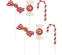 6 gabali Ziemassvētku konfektes nūjiņas Putu konfektes nūjiņas rotājumi Ziemassvētku eglīte Picks sarkans balts Mākslīgās konfektes Candy Canes Lollipops Ziemassvētku vainags Vase Filler amatniecība