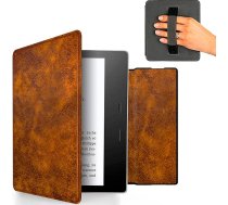 MyGadget mākslīgās ādas futrālis Amazon Kindle Oasis 10. paaudzes 2019. gada un 9. paaudzes (2017. gada) ierīcēm ar siksniņu un automātiskās miega/modināšanas funkciju, brūns