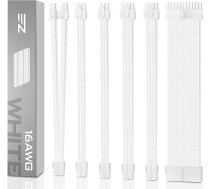 EZDIY-FAB 16AWG 24pin 8pin 6pin 4+4pin strāvas kabeļa pagarinātājs ar baltiem ķemmējumiem balta stieple