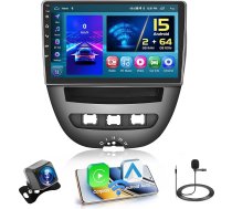 Hikity 2+64G Android 15 Auto radio Toyota Aygo/Peugeot 107/Citroen C1 2005-2014 Radio Wireless CarPlay Android Car Bluetooth 10,1 collu ekrāns Auto radio ar GPS navigāciju WiFi FM RDS SWC MIC