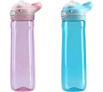 2 iepakojumi 740ml Sky Blue ūdens pudele un rozā ūdens pudele ar Tritan, BPA nesatur, necaurlaidīga un lietojama ar vienu roku, ātra dzeršana, DEARART