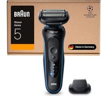 Braun Series 5 vīriešu elektriskais skuveklis ar 50 minūšu akumulatora darbības laiku, ar precīzu trimmera piederumu, bezvadu mitrs un sauss skuveklis vīriešiem, ūdensizturīgs, 52-B1200si, zils