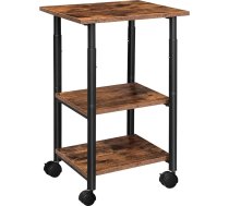 HOOBRO Printera galds, printeru statīvs ar bloķējamiem riteņiem, printeru ratiņi ar 3 līmeņiem, regulējams augstums, viegli samontējams, 48,5 x 40 x 67 cm, birojam, tumši brūns/ melns EBF03PS01G1