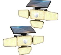 Peasur Saules apgaismojums āra lietošanai ar kustības sensoru, 2 iepakojumi 318 LED saules lampu āra apgaismojumam, IP65 ūdensizturīgs saules āra apgaismojums dārzam, balkonam, garāžai, žogam (silti balts)