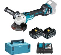 Makita DGA513RTJ Akumulatora leņķa slīpmašīna, 18 V / 5,0 Ah, ar 2 x akumulatoru un lādētāju MAKPAC komplektā
