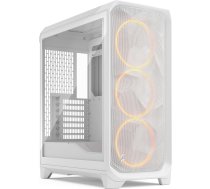 Fractal Design Meshify 3 White RGB TG Clear Tint - Spēļu datoru korpuss - Fasetes sieta priekšpuse - Komplektā iekļauti trīs RGB Momentum 14 ventilatori - E-ATX/ATX/mATX atbalsts