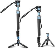 SIRUI P-424FS 169,4 cm oglekļa šķiedras kameras monopods ar VH-10 video galvu, profesionāls augstas izturības monopods ar statīva pamatni, Flip Locks DSLR kamerām, maks.