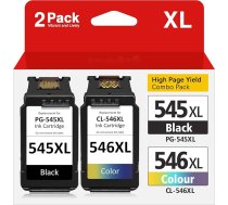 Inkwood 545XL 546XL Multipack tintes kasetne, kas paredzēta Canon printeru kasetnēm 545 546, priekš Canon Pixma MX495 MX490 TS3150 TR4550 TR4550 TR4551 MG3050 MG2950 MG2555S MG2550S MG2550S MG2550 MG3053 (melna)