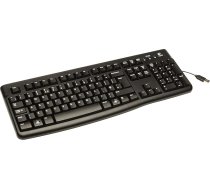 Logitech K120 vadu tastatūra operētājsistēmai Windows, USB ports, Silent Touch, izturīga, noturīga pret šļakatām, regulējams tastatūras statīvs, grieķu izkārtojums - melna