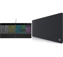 CORSAIR K55 RGB PRO Wired Membrane Gaming Keyboard (Dynamic RGB Backlight), QWERTZ, Black & CSL Computer - XXL Speed Gaming Mouse Mat Titanwolf Black, 900 x 400 mm - XXL Mouse Mat