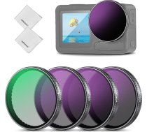 NEEWER ND filtru komplekts, saderīgs ar DJI Osmo Action 5 Pro/4/3, 4 daudzslāņu optiskā HD stikla aizdares ND8/ND16/ND32/CPL neitrāla blīvuma filtra polarizācijas filtrs, Actioncam aksesuāri ar 2 filtriem, ar vairākiem pārklājumiem