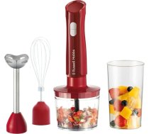 Russell Hobbs Desire Red 27142-56 Rokas blenderis [3-in-1: mikseris, putukrāsnis un smalcinātājs/smalcinātājs] (600 ml maisīšanas trauks, piederumi, ko var mazgāt trauku mazgājamā mašīnā, nerūsējošā tērauda nazis, kokteiļiem, zupām, m