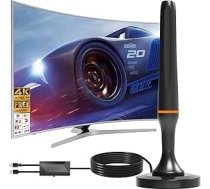 DVB-T2 antena, DVBT2 antena ar pastiprinātāju iekšpusē, DVBT2 antena ar pastiprinātāju iekšpusē, TV kanāli ar augstas izšķirtspējas un VHF/UHF/DAB signāliem, piemērota visiem televizoriem.
