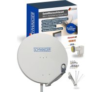 SCHWAIGER satelīta antenas komplekts - 88 cm diametra alumīnija ofseta antena gaiši pelēkā krāsā - ietver četru kanālu LNB 4 virzienu - digitālā HD un 4K uztveršana - integrēta kabeļu rokasgrāmata un izturība pret laikapstākļiem