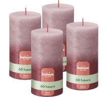 Bolsius Rustic Pillar Candles - izbalojoša metāliska krāsa - rozā un sarkana - 4 gabali - ilgs degšanas laiks 60 stundas - bez aromāta - satur dabīgo augu vasku - bez palmu eļļas - 13 x 7 cm