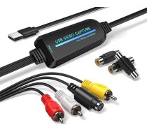 Fulfalic VHS uz digitālo pārveidotājs -1080p USB 2.0 uztveršanas karte - pārveido VHS, Mini DV, Hi8, DVD un VCR uz digitālo formātu Mac/Windows ierīcēm