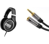 Sennheiser HD 599 Special Edition, Atvērtās austiņas, melnas & KabelDirekt - austiņu pagarinātāja kabelis ar neplīstošu metāla korpusu - 5 m