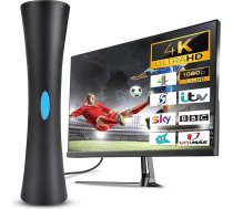 AXFEE DVBT2 antena ar pastiprinātāju 36Dbi+ HDTV iekštelpu antena televīzijai, maksimāla signāla kvalitāte, pateicoties alumīnija serdei, Full HD, 5 m kabelis, DVB-T2 antena, TV Freenet, TV, iekštelpās un ārpus telpām