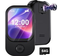 Gueray 64GB Mini MP3 atskaņotājs ar kameru, Bluetooth 5.3 mūzikas atskaņotājs ar skaļruni, skārienjūtīgais ekrāns, FM radio, balss ierakstītājs, video modinātājs, e-grāmatas funkcija, TF karte