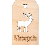 Rayher 63050505 Koka piekariņš Ziemas sveicieni 4.8 x 8.2 cm Dabīga koka birka Dāvanu birka Koka Ziemassvētku rotājums