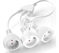Dubultā kontaktligzda kontaktligzdai, IP44 strāvas pagarinātājs ar 3 Schuko kontaktligzdām, aizsargkontaktu pagarinātājs, 3 x 1,5 mm², 250 V/16 A, gumijas kabelis mājai, pagarinātājs virtuvei, balts