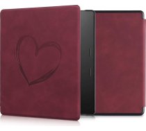 kwmobile Korpuss saderīgs ar Amazon Kindle Oasis 10th Generation - mākslīgās ādas e-lasītājs - Heart Brush Dark Red