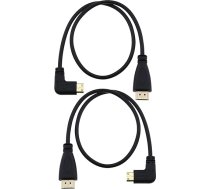 ECSiNG 2 Pack Mini HDMI uz HDMI kabelis 50cm Mini HDMI Male 90 grādi pa kreisi un pa labi uz HDMI Male kamerai Grafiskā karte Portatīvais dators Planšetdators HDTV monitora projektors