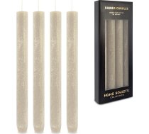 Rustic Taper Candles Set of 4 Grey Greige - vakariņu sveces, konusveida sveces un Ziemassvētku sveces no dabīgā vaska, bez aromāta, krāsotas, adventes sveces sveču turētājiem un elegantiem galda dekoriem