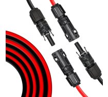 Trisinger 6 mm² saules kabeļa pagarinājums 2 x 15 m, saules paneļu saules pagarinājuma kabelis 6 mm2 15 m, saules paneļu saules kabelis ar IP68 ūdensizturīgu 1500 V saules kontaktdakšu saules fotoelementu sistēmai