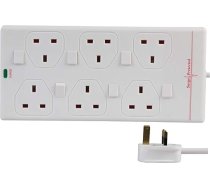 Pro Elec 2816NS(1N) pagarināšanas kabelis 6 virzienu vienvirziena pārslēdzams 2 m, balts