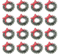 HEALLILY 20 mini Ziemassvētku vainagu komplekts Ziemassvētku svecīšu gredzeni Mākslīgais priežu vainags Xmas Pillar Candles Holder for Christmas Holiday Table Centrepiece Decor