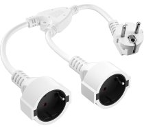 2 virzienu pagarinātāja pagarinātājs Schuko pagarinātājs IP20 mājas birojam ārpus telpām 3 x 1.5mm² līdz 250V/16A, balts