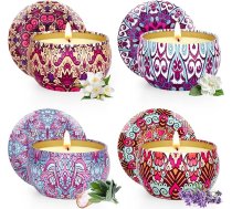 Aromatizētu sveču dāvanu komplekts sievietēm, dzimšanas dienas dāvana sievietēm: 4 aromātiskās sveces ar dabīgo sojas vaska aromātisko sveču komplektu, Ziemassvētku dāvanas, mazas dāvanas sievai dzimšanas dienā Ziemassvētki