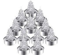 Nuanchu 12 Ziemassvētku eglīšu tējas gaismas sveču komplekts ar roku darinātām maigām eglīšu svecēm Ziemassvētku dāvanām (sudraba krāsā)