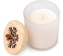 BLUECHOLON Original Natural Line Ziemassvētku stikla aromātiskā svece ar pulēta koka vāku un PU ādas rokturi kastē ar eko dizainu (Ziemassvētki)