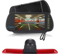 HD bremžu gaismas atpakaļgaitas kamera ar spoguli 7 collu skārienekrāna aizmugures skata spoguļa monitors, nakts redzamības auto atpakaļgaitas kameras nomaiņa VW Crafter Caravelle 2007-2015/Mercedes Sprinter W906 W907