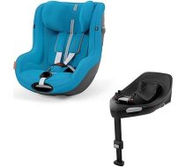 CYBEX Gold Sirona G i-Size Plus un ISOFIX pamatnes bāze G Bērnu autokrēsliņš no aptuveni 3 mēnešiem līdz 4 gadiem, maks. 19 kg, 61-105 cm (no dzimšanas / 40 cm ar ieliktni jaundzimušajam), pludmales zilais.