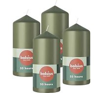 Bolsius gludās sveces - zaļas - 4 gabali - 12 x 6 cm - dekoratīvās mājas sveces - degšanas laiks 33 stundas - bez aromāta - satur dabīgo augu vasku - bez palmu eļļas